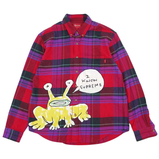 Supreme シュプリーム Daniel Johnston Plaid Shirt ダニエル ジョンストン プライド L/S シャツ レッド系 S【中古】