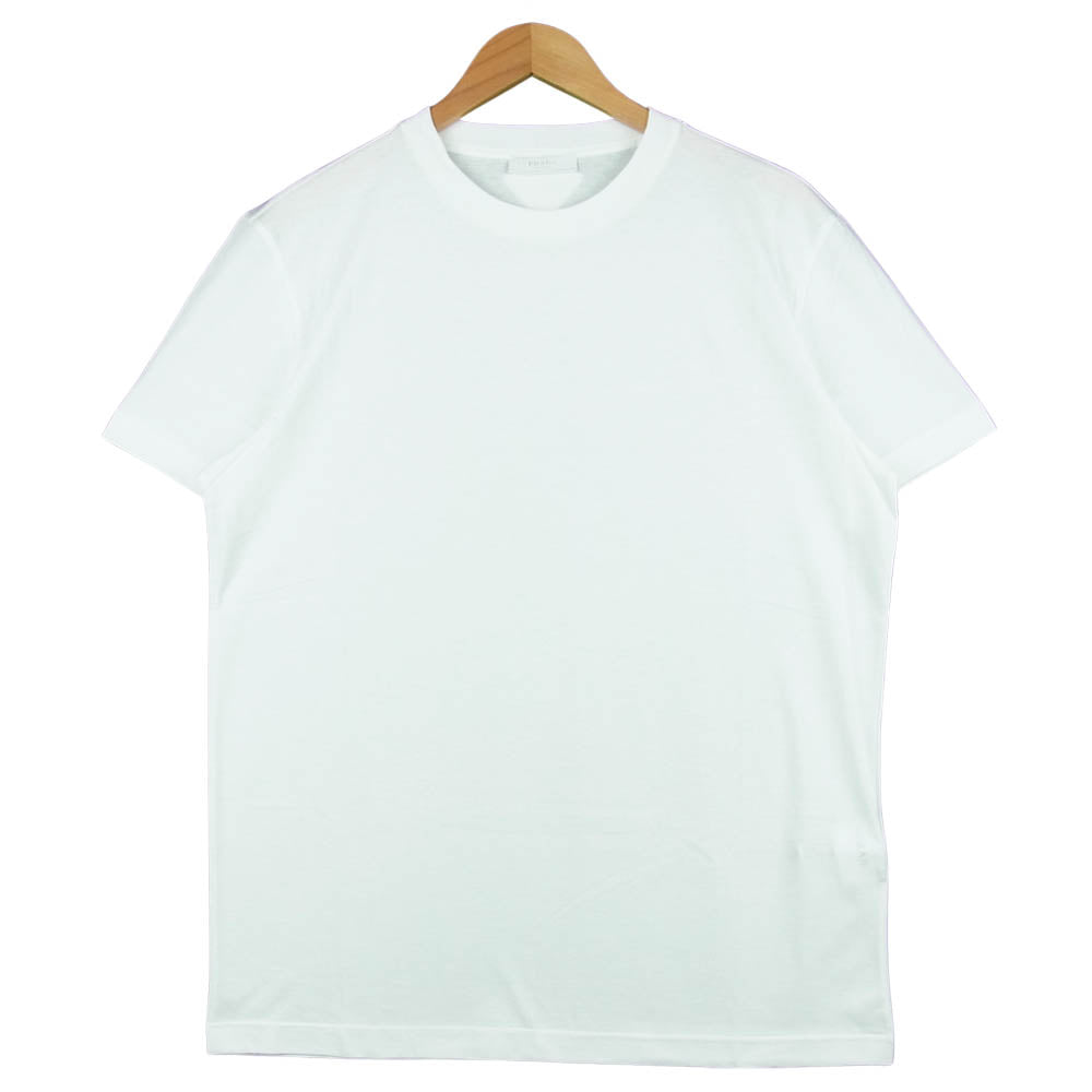 PRADA プラダ UJM492 S181 ILK 国内正規品 クルーネック 半袖 Tシャツ コットン ホワイト系 XL【美品】【中古】