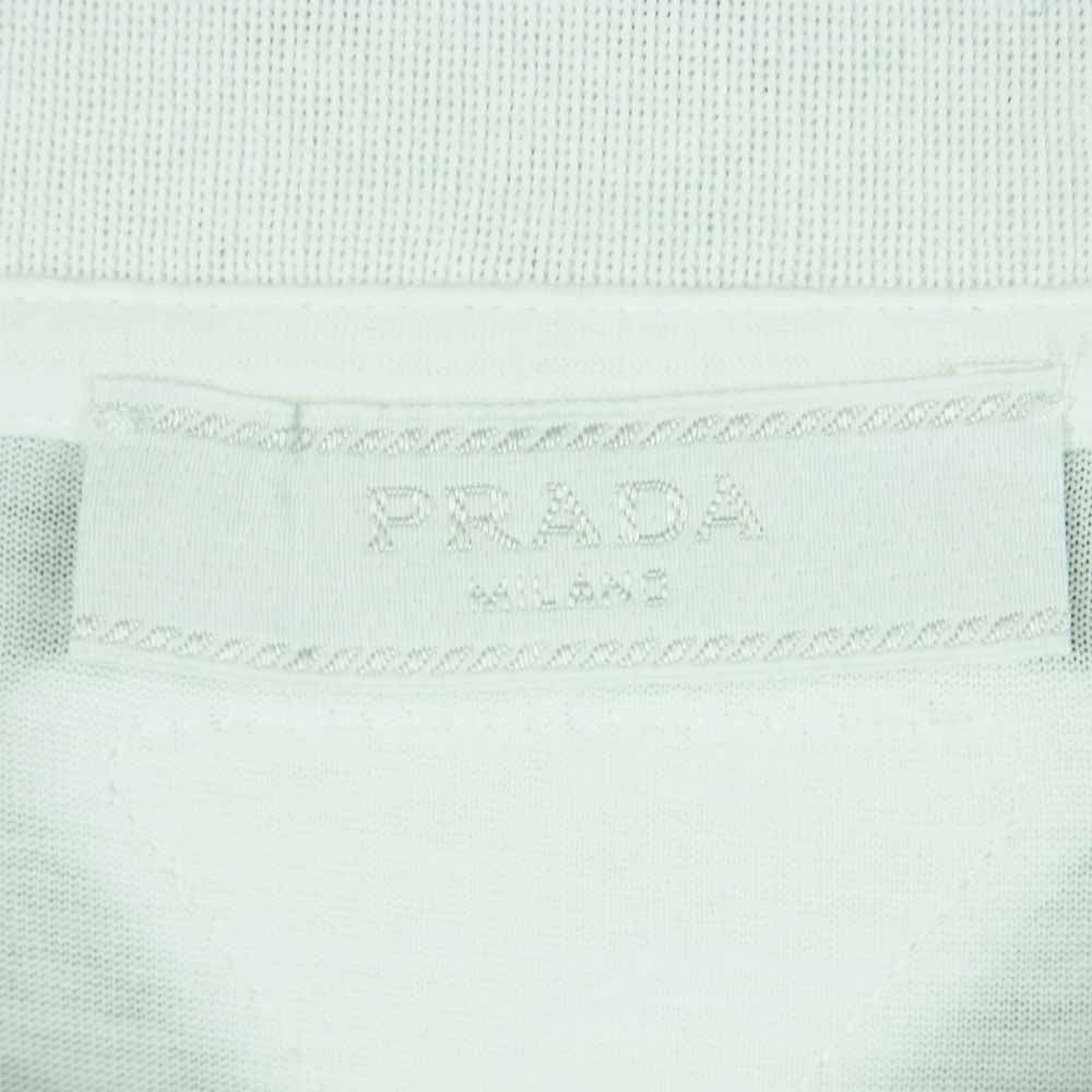 PRADA プラダ UJM492 S181 ILK 国内正規品 クルーネック 半袖 Tシャツ コットン ホワイト系 XL【美品】【中古】