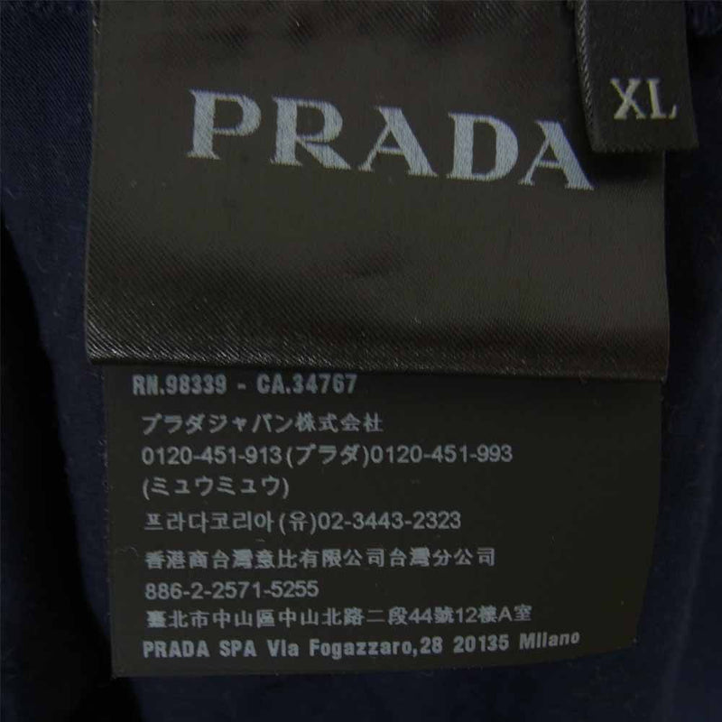 PRADA プラダ UJM492 S181 ILK 国内正規品 クルーネック 半袖 Tシャツ ネイビー ネイビー系 XL【中古】