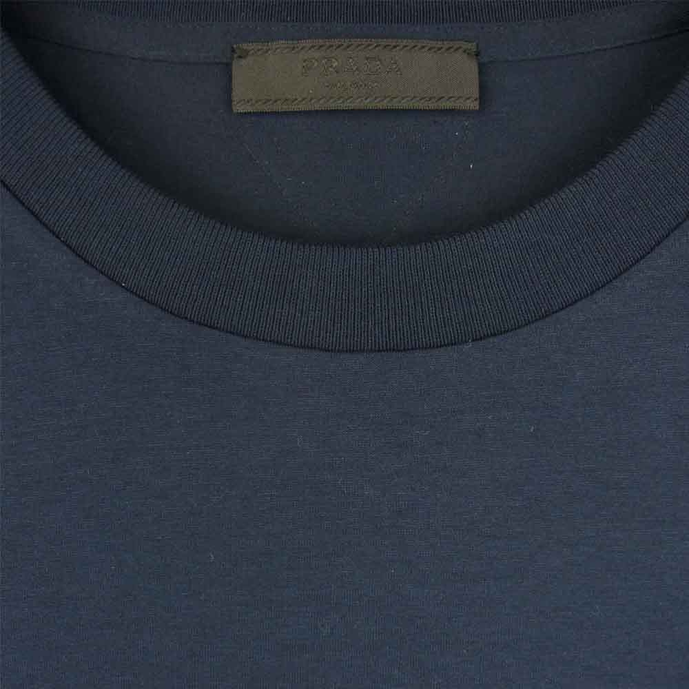 PRADA プラダ UJM492 S181 ILK 国内正規品 クルーネック コットン 半袖 Tシャツ ルーマニア製 ネイビー系 XL【美品】【中古】