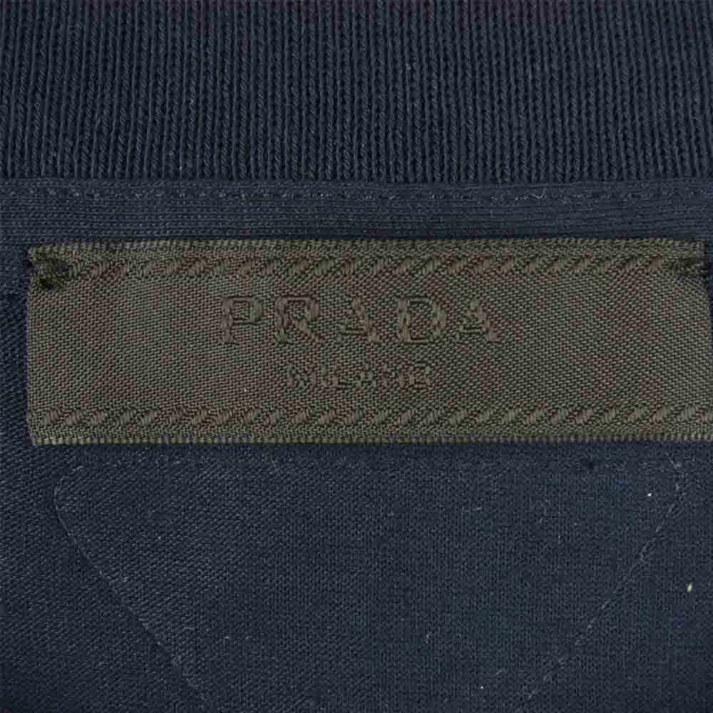 PRADA プラダ UJM492 S181 ILK 国内正規品 クルーネック コットン 半袖 Tシャツ ルーマニア製 ネイビー系 XL【美品】【中古】
