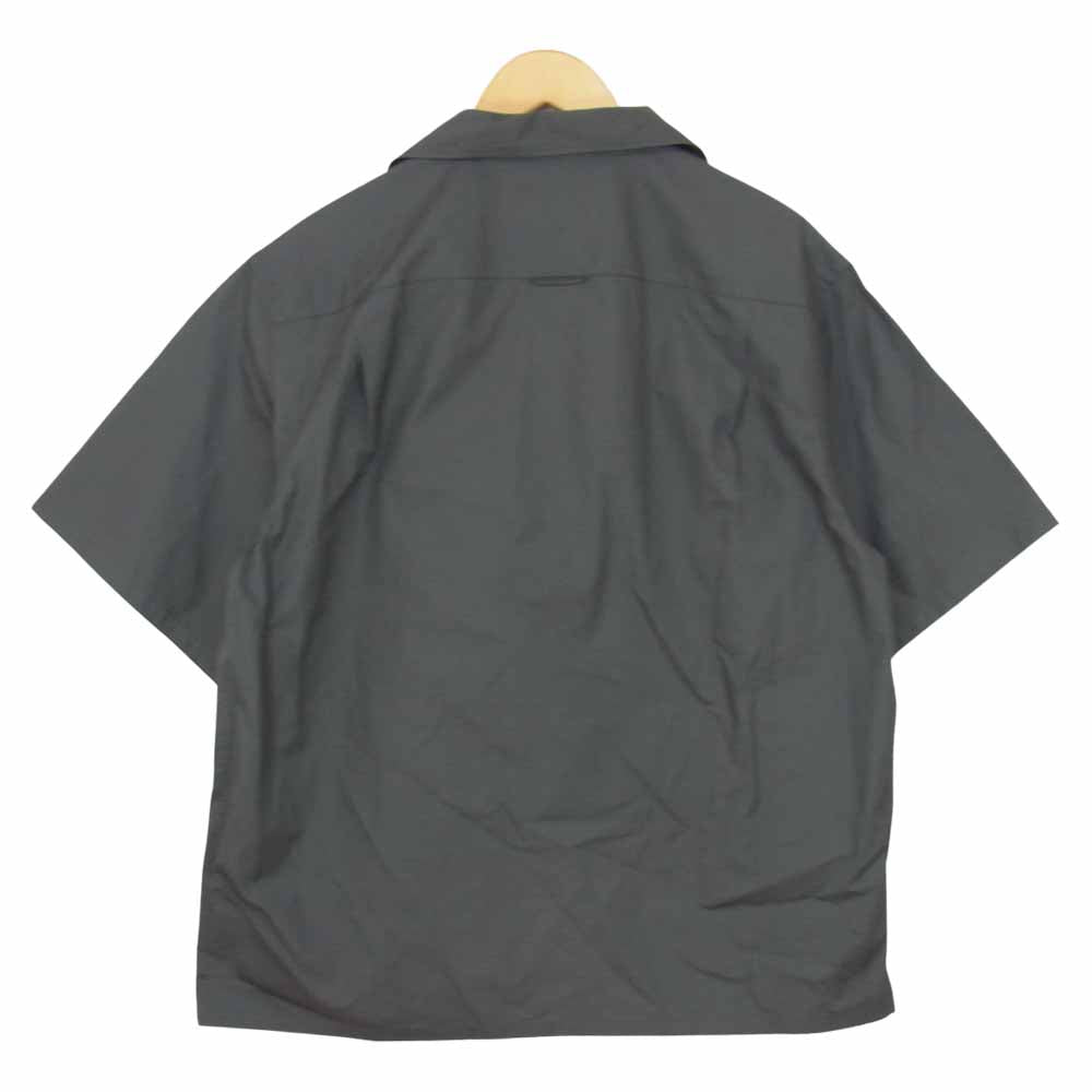 PRADA プラダ UCS339 S211 1W70 国内正規品 ロゴパッチ コットン オープンカラー 半袖 シャツ  グレー系 L【美品】【中古】