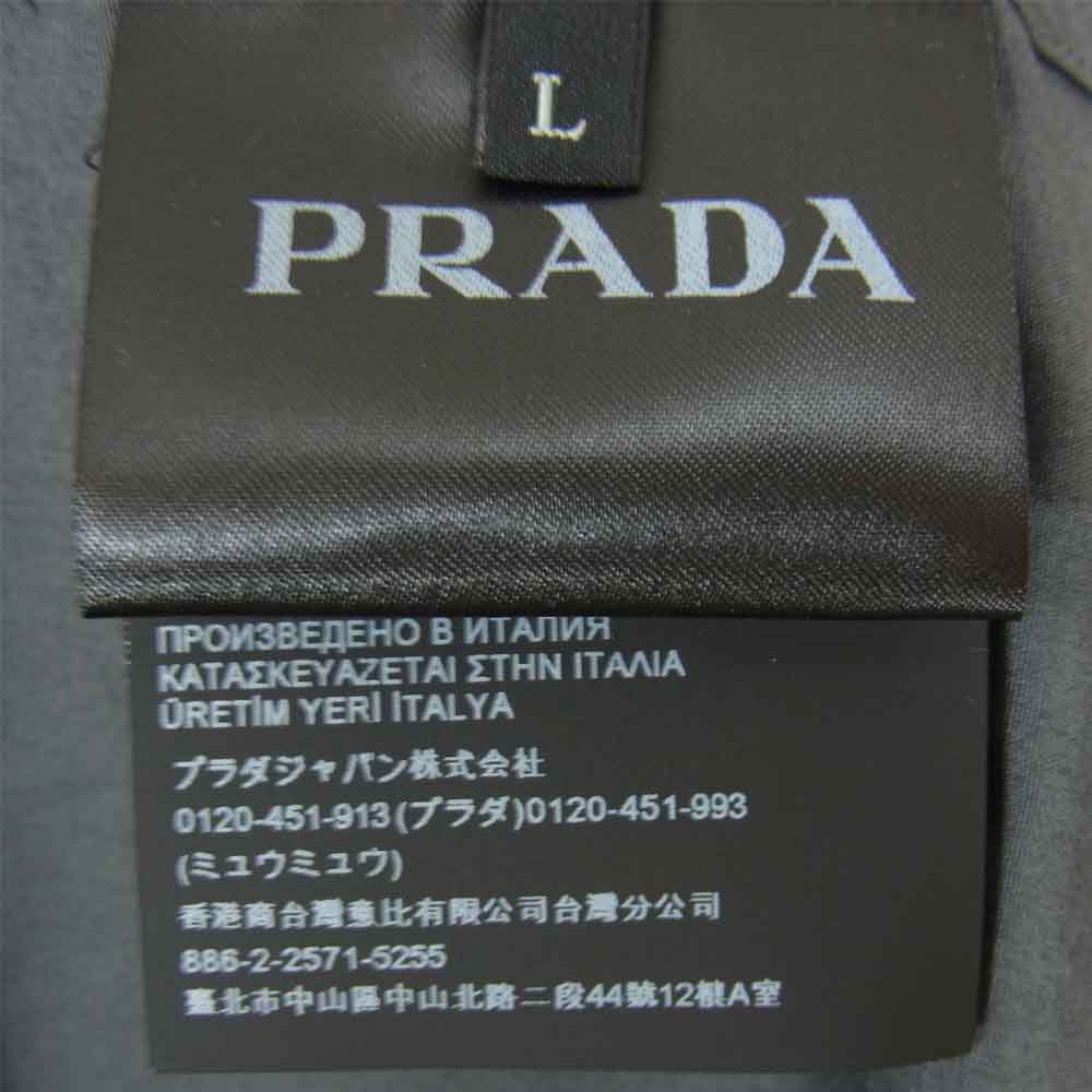 PRADA プラダ UCS339 S211 1W70 国内正規品 ロゴパッチ コットン オープンカラー 半袖 シャツ  グレー系 L【美品】【中古】