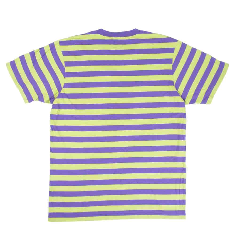 Supreme シュプリーム 18SS bar stripe tee ストライプ 半袖 Tシャツ グリーン×パープル系 M【中古】