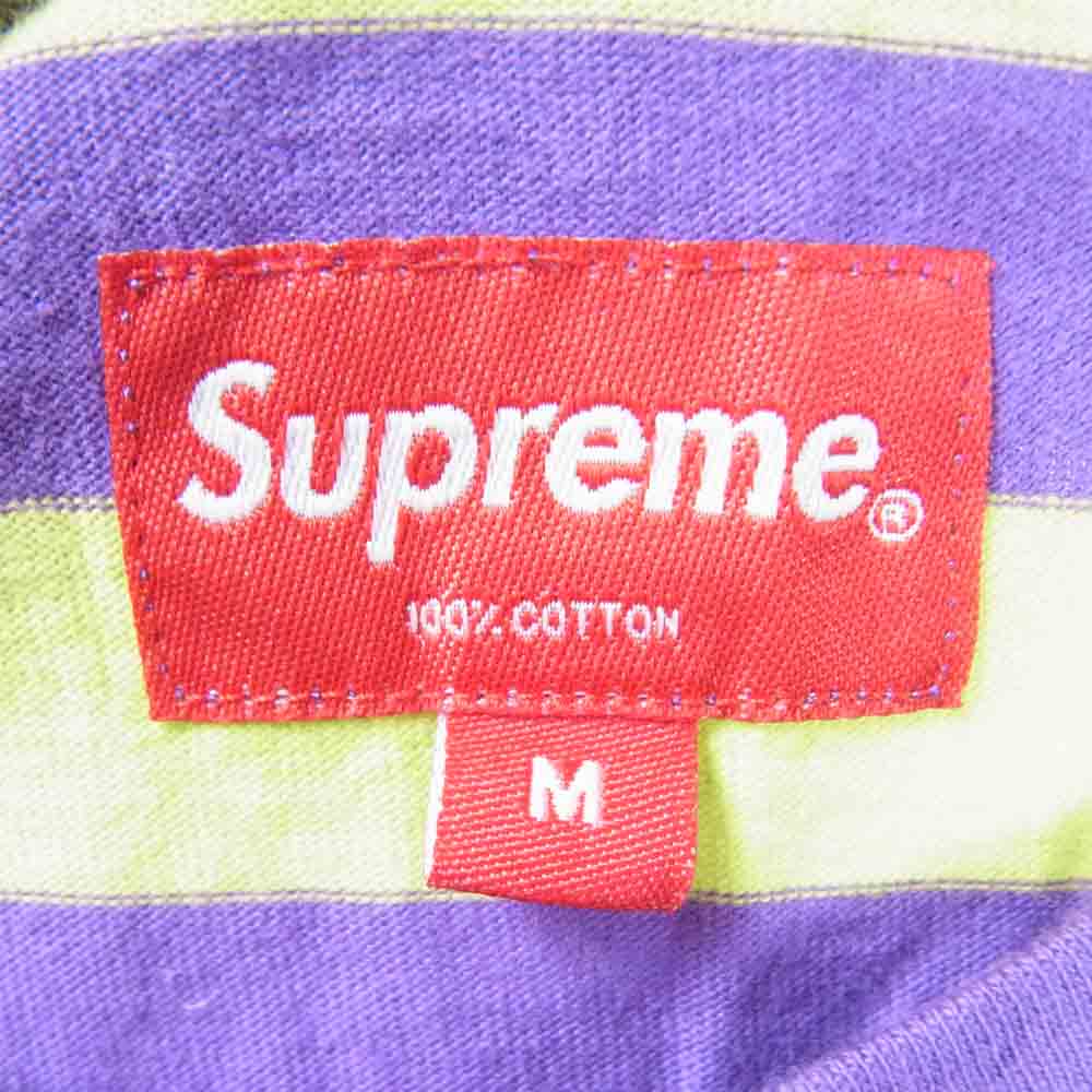 Supreme シュプリーム 18SS bar stripe tee ストライプ 半袖 Tシャツ グリーン×パープル系 M【中古】