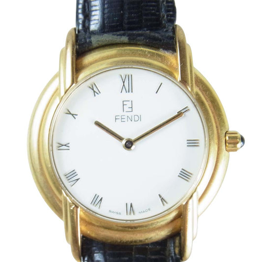 FENDI フェンディ 300J クオーツ 腕時計 053-899 ウォッチ ゴールド×ブラック系【中古】