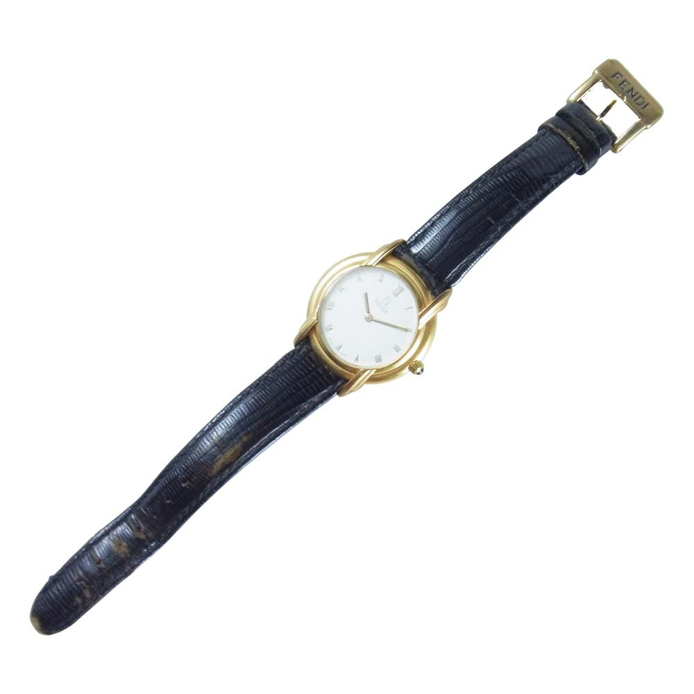 FENDI フェンディ 300J クオーツ 腕時計 053-899 ウォッチ ゴールド×ブラック系【中古】