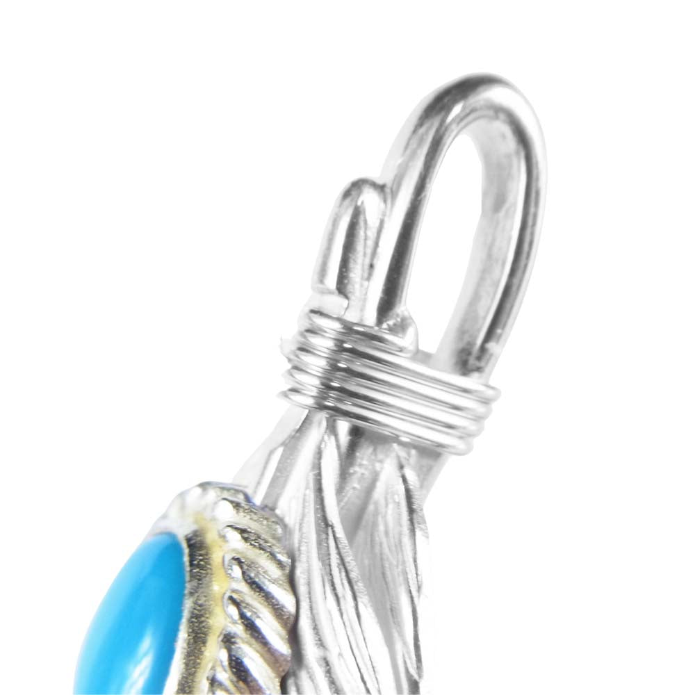 タディアンドキング SV フェザー ハート 金縄 ターコイズ 特大 右向き ペンダント トップ シルバー系【中古】