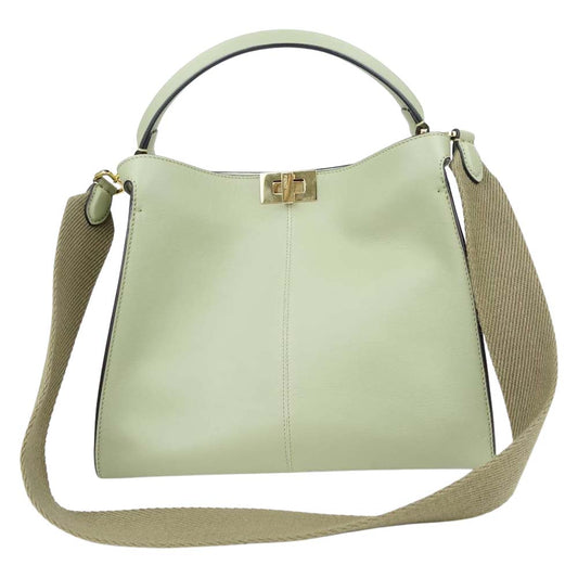 FENDI フェンディ 8BN310 PEEKABOO X LITE ピーカーブー エックスライト ミディアム バッグ ライトグリーン系【中古】