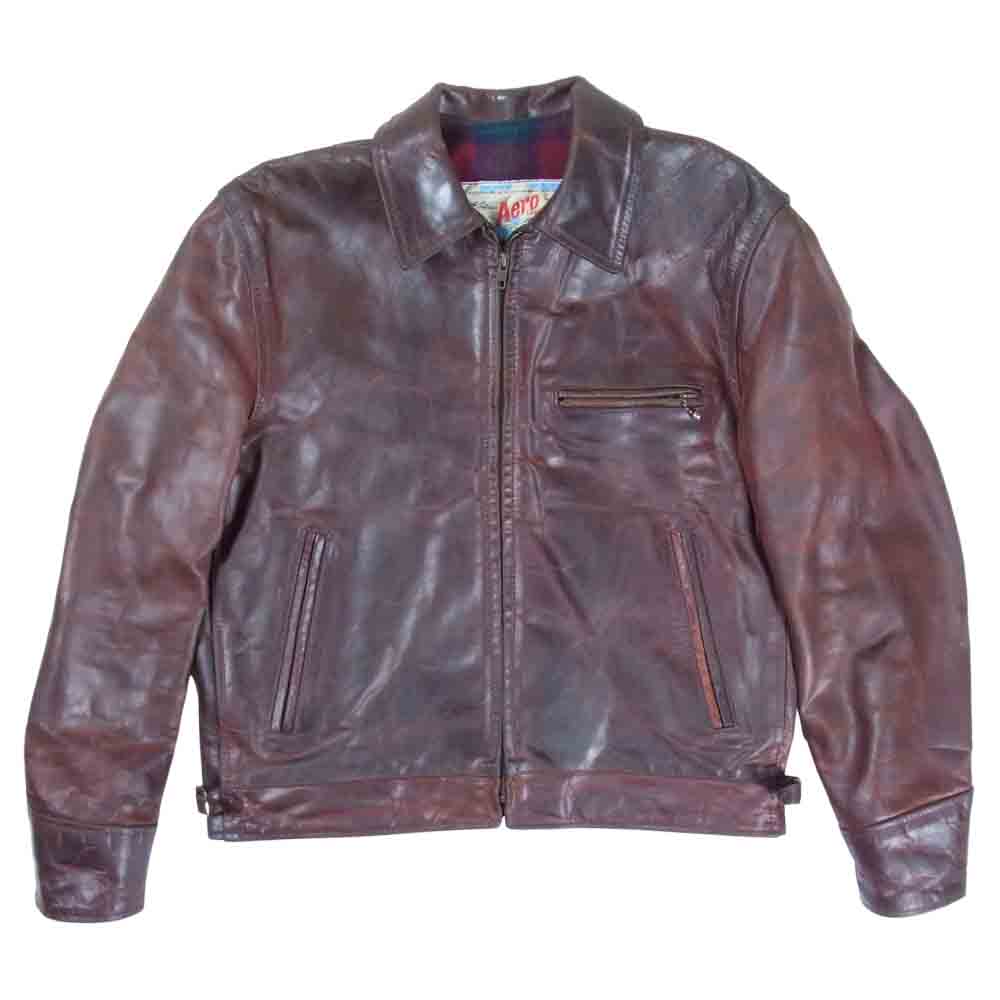 AERO LEATHER エアロレザー ハイウェイマン ホースハイド シングル レザー ライダース ジャケット ブラウン系 38【中古】