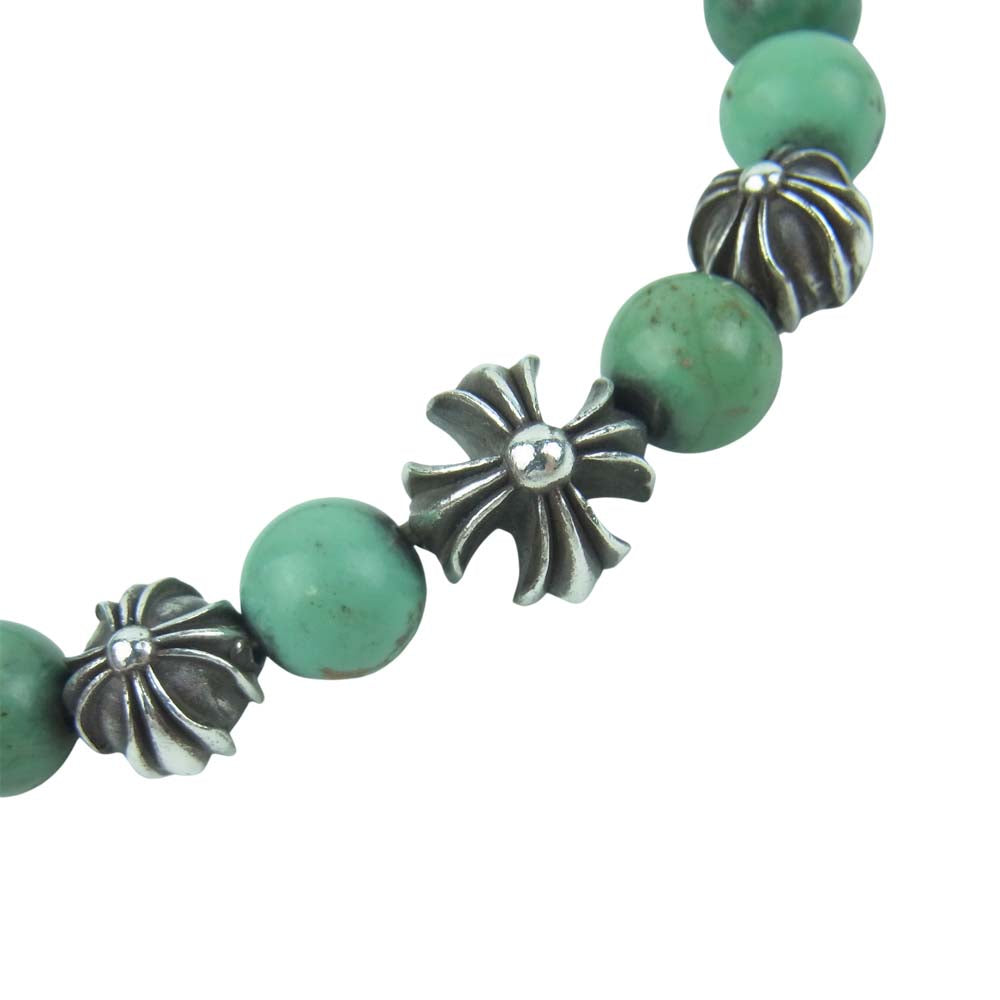 CHROME HEARTS クロムハーツ（原本有） BEAD 8mm クロスボール ビーズ ブレスレット グリーン系【中古】