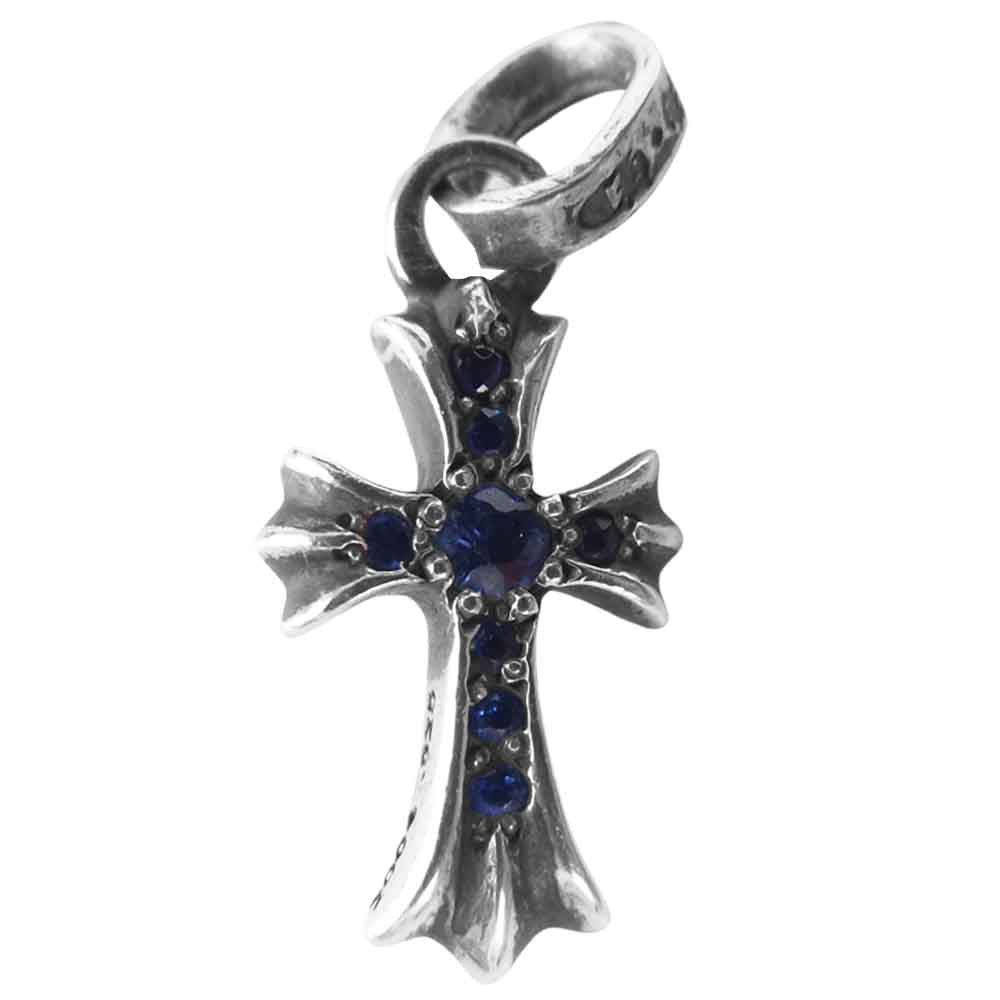 CHROME HEARTS クロムハーツ（原本有） ベイビー ファット クロス パヴェ サファイヤ チャーム シルバー系【中古】