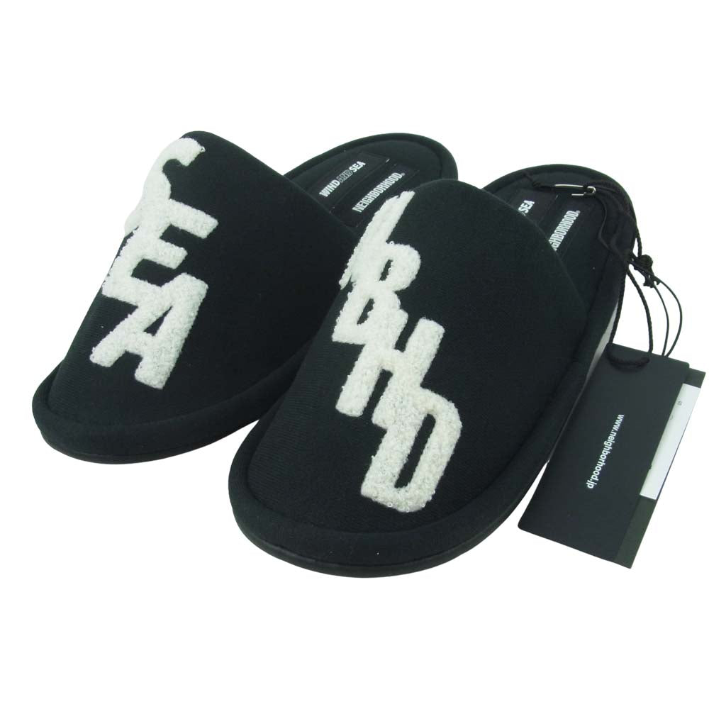 NEIGHBORHOOD ネイバーフッド 21SS 211ELWSN-AC05S WIND AND SEA ウィンダンシー NHWDS / C-SLIPPER スリッパ ブラック系 F【新古品】【未使用】【中古】