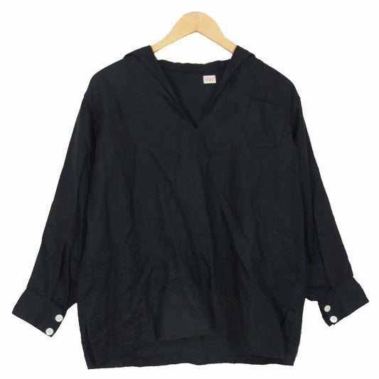 ヤングアンドオルセン YO2101-SH002 LINEN TWILL SAILOR SHIRT リネンツイル セーラーカラー プルオーバーシャツ ブラック系 W【中古】