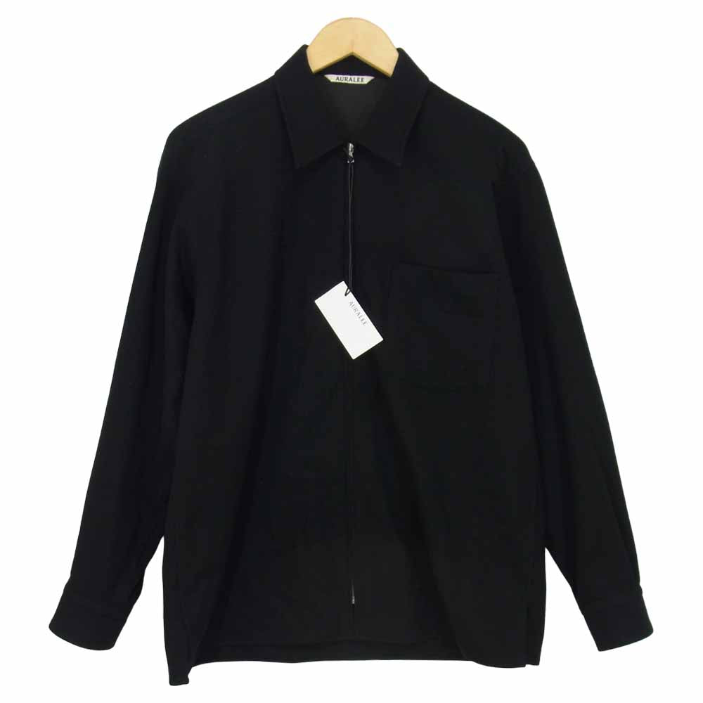 AURALEE オーラリー 19AW A9AS02WF super soft wool flannel zip shirts ウール フランネル ジップ シャツ ブラック系 3【中古】
