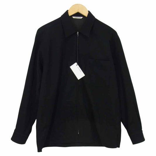 AURALEE オーラリー 19AW A9AS02WF super soft wool flannel zip shirts ウール フランネル ジップ シャツ ブラック系 3【中古】
