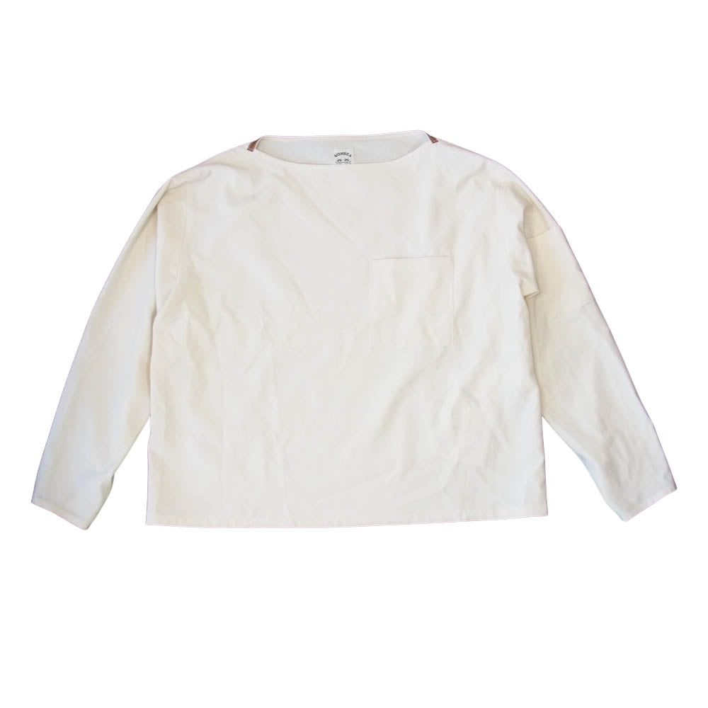 SUNSEA サンシー 21SS 21S19 SNM-BLUE w/耳 BOAT-NECK SHIRT スーパーナイスマテリアル ボートネック カットソー オフホワイト系 2【美品】【中古】
