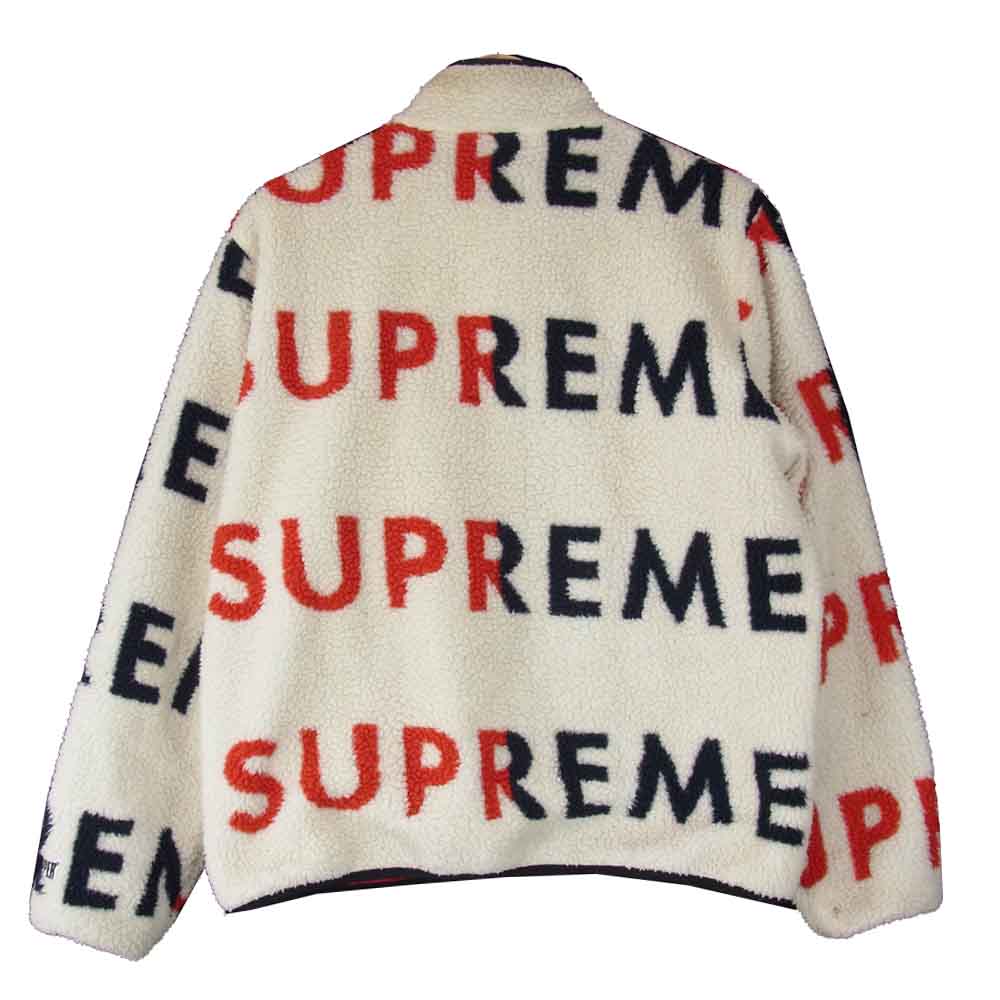 Supreme シュプリーム 18AW Reversible Logo Fleece Jacket リバーシブル ロゴ フリース レッド系 オフホワイト系 M【中古】