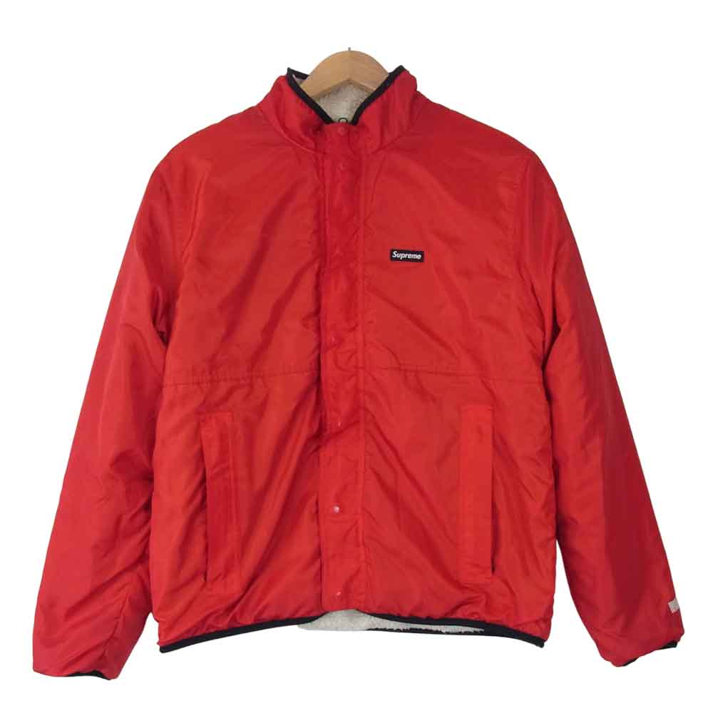 Supreme シュプリーム 18AW Reversible Logo Fleece Jacket リバーシブル ロゴ フリース レッド系 オフホワイト系 M【中古】