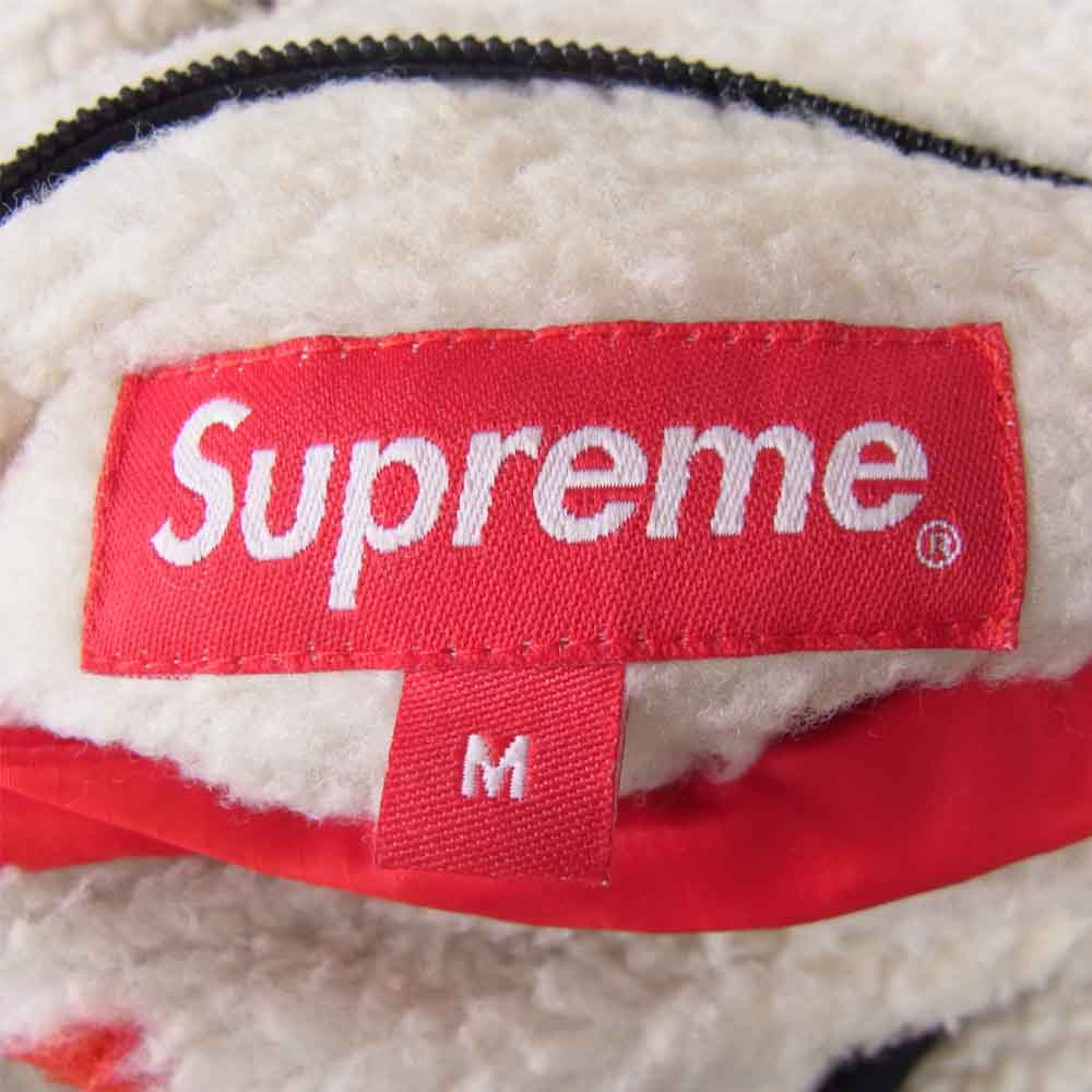 Supreme シュプリーム 18AW Reversible Logo Fleece Jacket リバーシブル ロゴ フリース レッド系 オフホワイト系 M【中古】