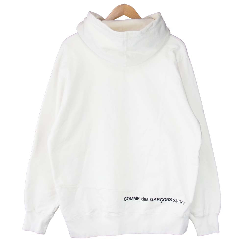 Supreme シュプリーム 18AW COMME des GARCONS SHIRT ギャルソンシャツ Split Box Logo Hooded Sweatshirt スプリットボックスロゴプルオーバーパーカー ホワイト系 L【中古】
