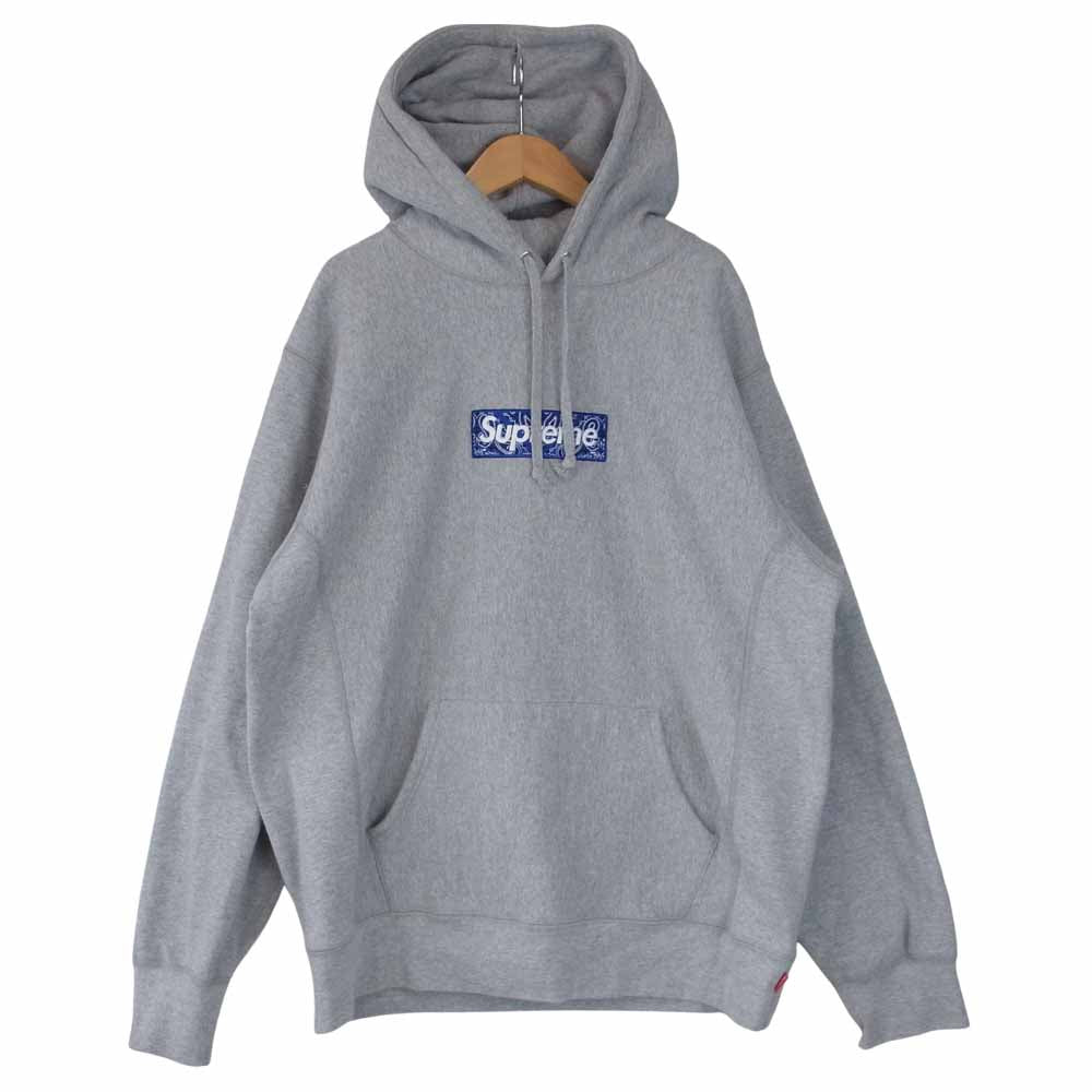 Supreme シュプリーム 19AW Bandana Box Logo Hooded Sweatshirt バンダナ ボックス ロゴ スウェット グレー系 L【中古】