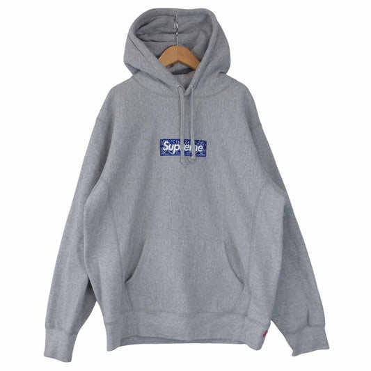 Supreme シュプリーム 19AW Bandana Box Logo Hooded Sweatshirt バンダナ ボックス ロゴ スウェット グレー系 L【中古】