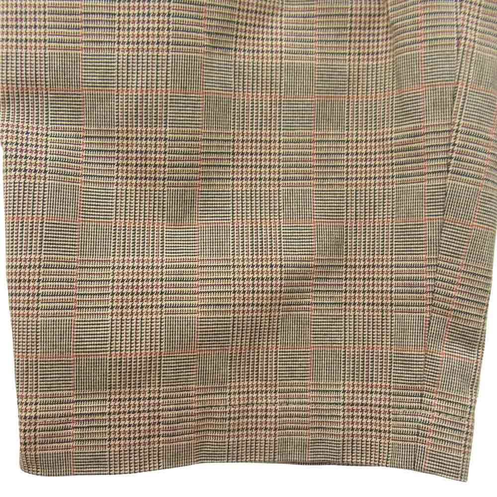 Sacai サカイ 21SS 21-02484M アジャストバックルベルト ベロア切替 チェック柄 ロングパンツ ブラウン系 1【美品】【中古】