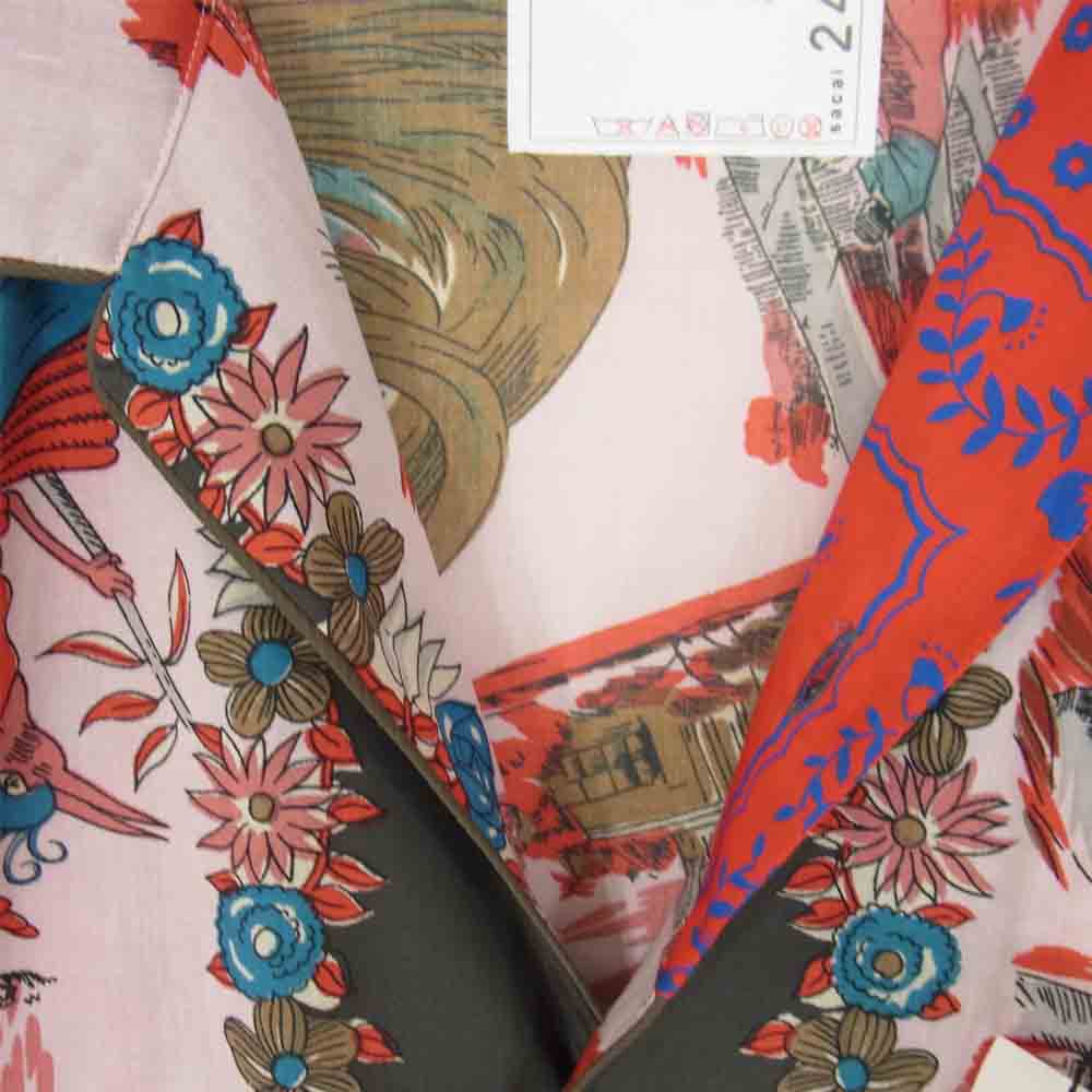 Sacai サカイ 21SS 21-02470M Archive Print Mix Shirt アーカイブ プリント ミックス オープンカラー シャツ 赤系 レッド系 2【美品】【中古】