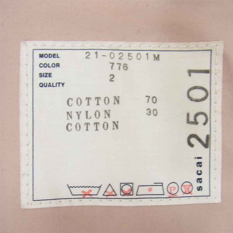 Sacai サカイ 21SS 21-02501M Cotton Nylon Oxford Blouson コットン ナイロン オックスフォード ブルゾン ピンク系 2【中古】