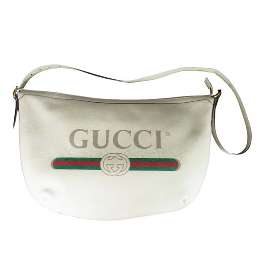 GUCCI グッチ 523588 プリント ハーフムーン ホーボー メッセンジャー オフホワイト系【中古】