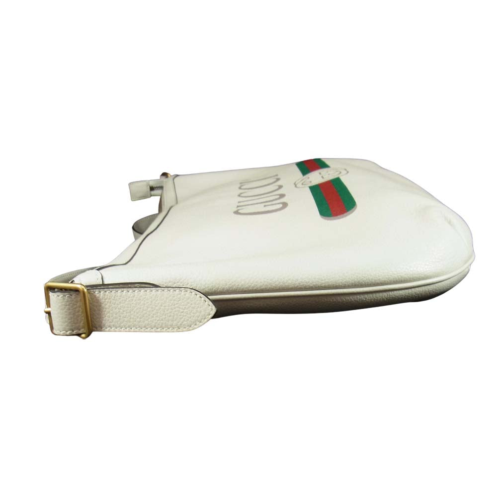 GUCCI グッチ 523588 プリント ハーフムーン ホーボー メッセンジャー オフホワイト系【中古】