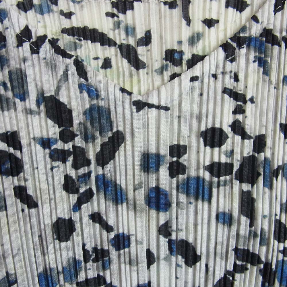 PLEATS PLEASE プリーツプリーズ イッセイミヤケ 20SS  PP01-JH226 MONTHLY COLORS MAY 1BLUE MELANGE 杢調 プリント プリーツ ワンピース ライトグレー系 3【新古品】【未使用】【中古】