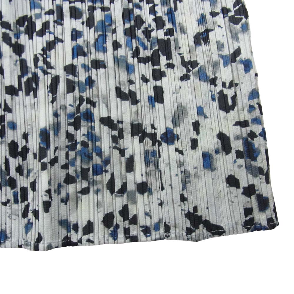 PLEATS PLEASE プリーツプリーズ イッセイミヤケ 20SS  PP01-JH226 MONTHLY COLORS MAY 1BLUE MELANGE 杢調 プリント プリーツ ワンピース ライトグレー系 3【新古品】【未使用】【中古】