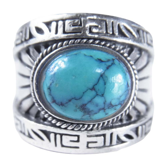 SAAD サード ターコイズ リング 指輪 925 ターコイズリング ネイティブ シルバー系 13号程度【中古】