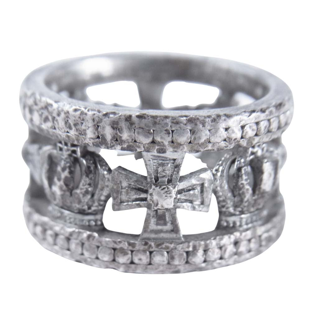 Justin Davis ジャスティンデイビス SRJ175 MEDIEVAL WEDDING BAND クラウン クロス モチーフ スター リング シルバー系 9号程度【中古】