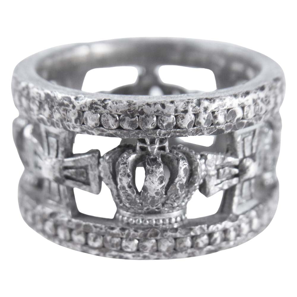 Justin Davis ジャスティンデイビス SRJ175 MEDIEVAL WEDDING BAND クラウン クロス モチーフ スター リング シルバー系 9号程度【中古】