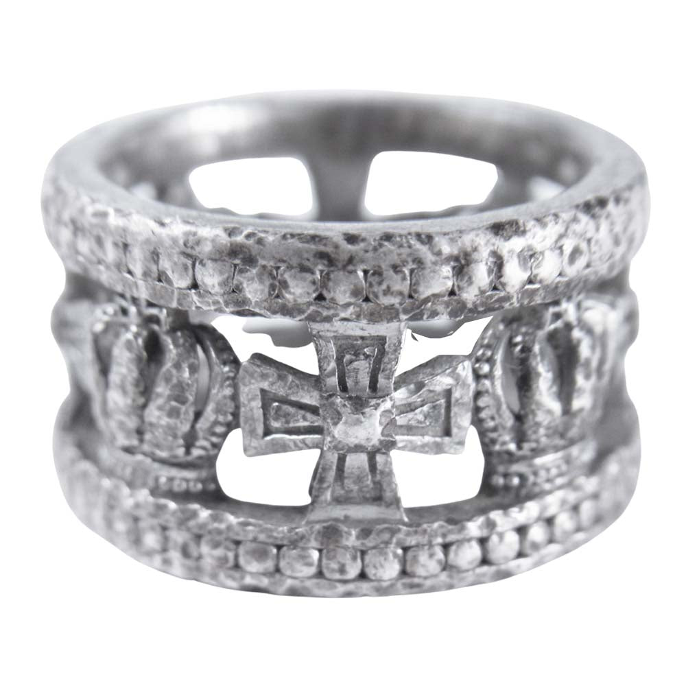 Justin Davis ジャスティンデイビス SRJ175 MEDIEVAL WEDDING BAND クラウン クロス モチーフ スター リング シルバー系 9号程度【中古】
