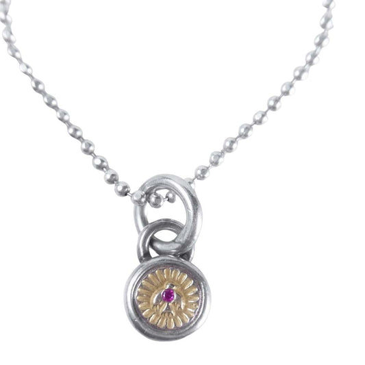 WINGROCK ウィングロック 18K 金メタル ルビー イーグル チャーム ペンダント シルバー×ゴールド系【中古】