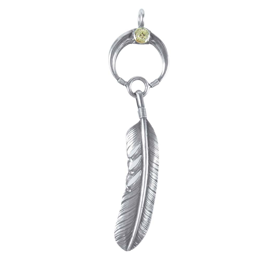 WINGROCK ウィングロック ツイン ダブル クロー フェザー サークル ペンダント トップ シルバー系【中古】
