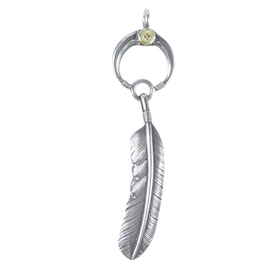 WINGROCK ウィングロック ツイン ダブル クロー フェザー サークル ペンダント トップ シルバー系【中古】