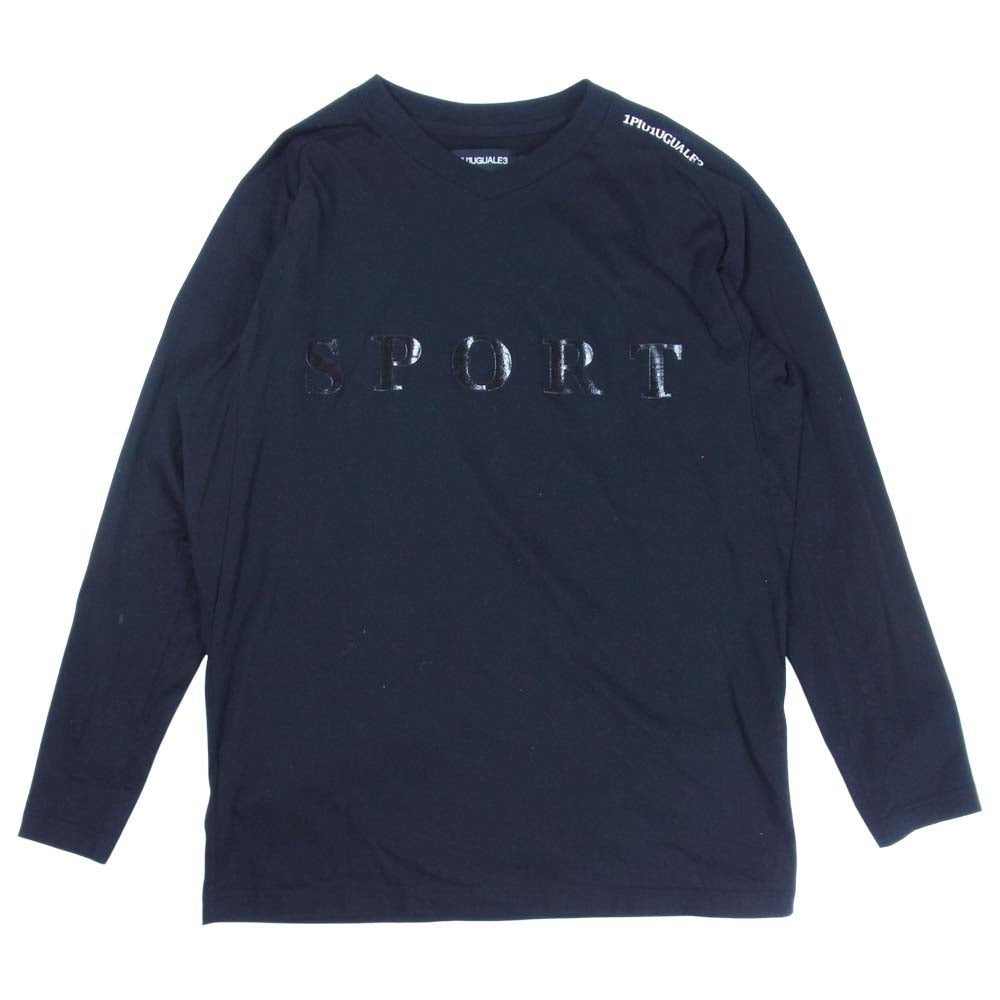 1piu1uguale3 ウノピュウノウグァーレトレ CT015 SPORT バックロゴプリント 長袖 Tシャツ ブラック系 V【中古】