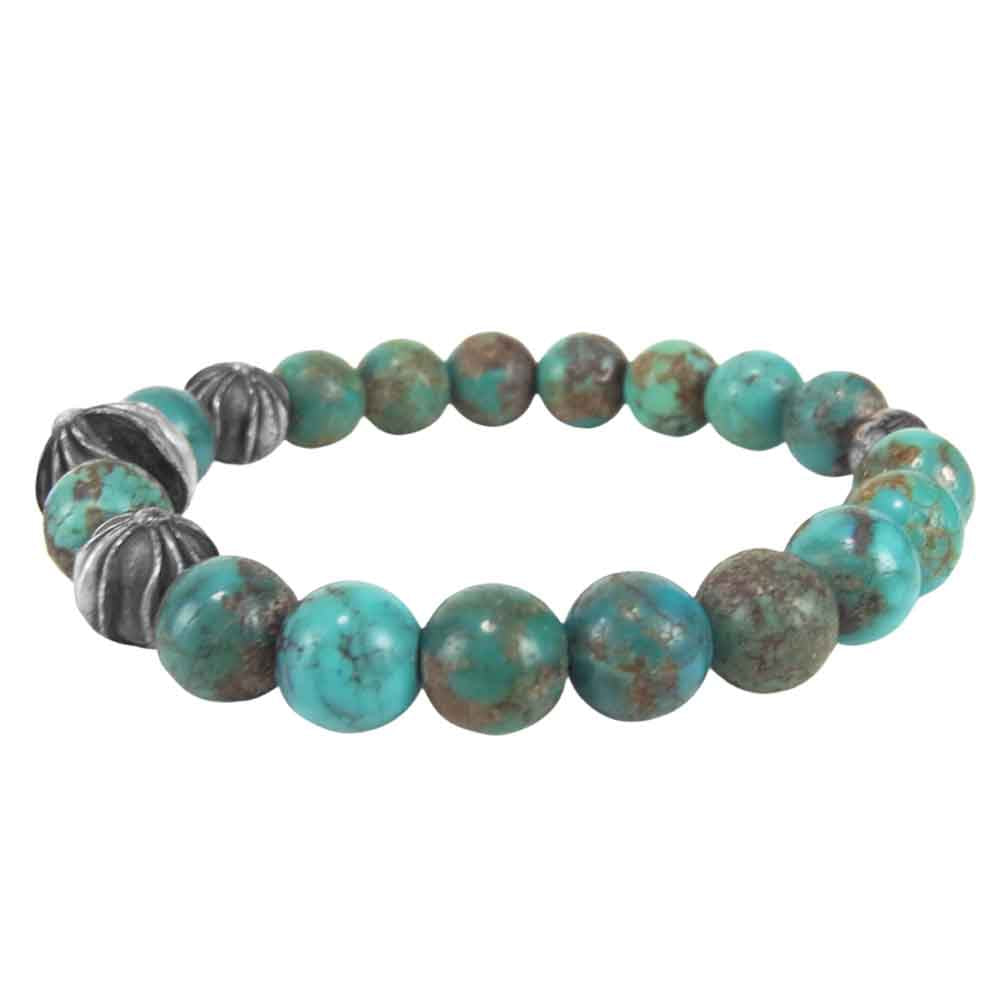 CHROME HEARTS クロムハーツ（原本無） BEAD 8mm クロスボール ブレスレット シルバー系 ターコイズブルー系【中古】