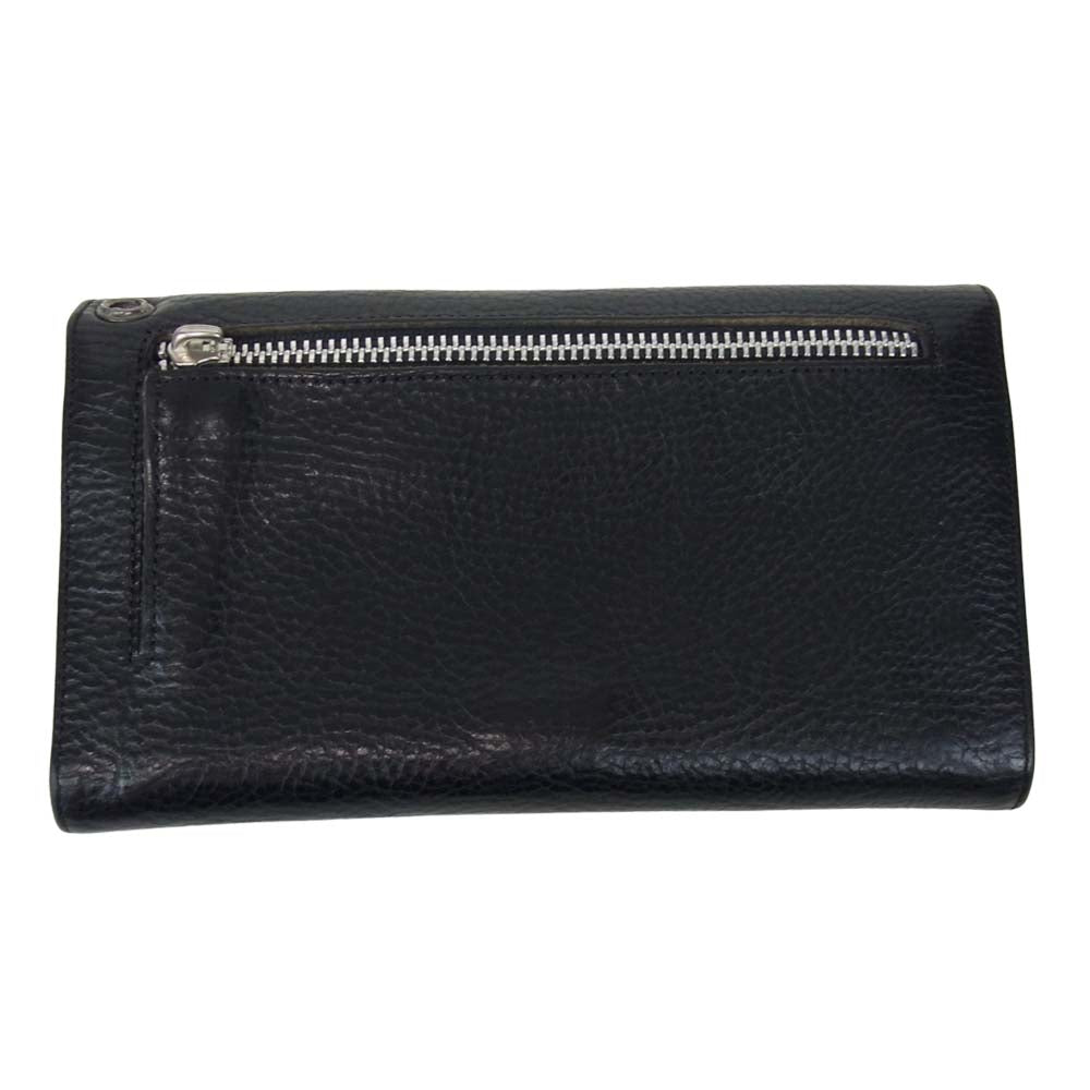 CHROME HEARTS クロムハーツ（原本有） WAVE CROSS BALL WALLET ウェーブ クロスボール ボタン レザー ウォレット ブラック系【中古】
