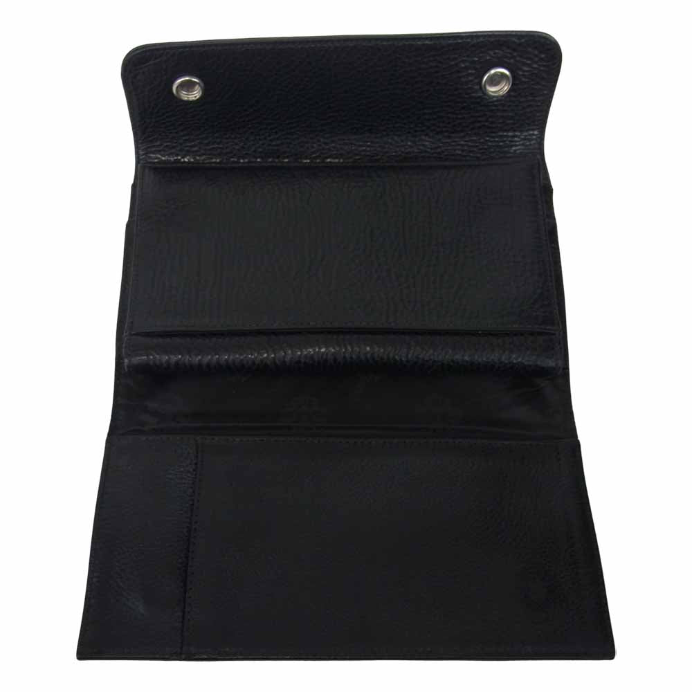 CHROME HEARTS クロムハーツ（原本有） WAVE CROSS BALL WALLET ウェーブ クロスボール ボタン レザー ウォレット ブラック系【中古】