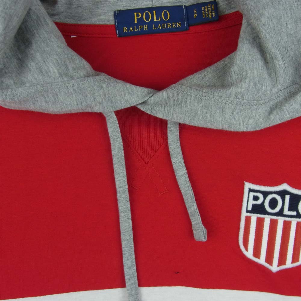 POLO RALPH LAUREN ポロ・ラルフローレン 国内正規品 プリント パーカー コットン ベトナム製 レッド系【美品】【中古】