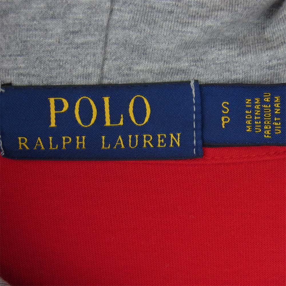 POLO RALPH LAUREN ポロ・ラルフローレン 国内正規品 プリント パーカー コットン ベトナム製 レッド系【美品】【中古】