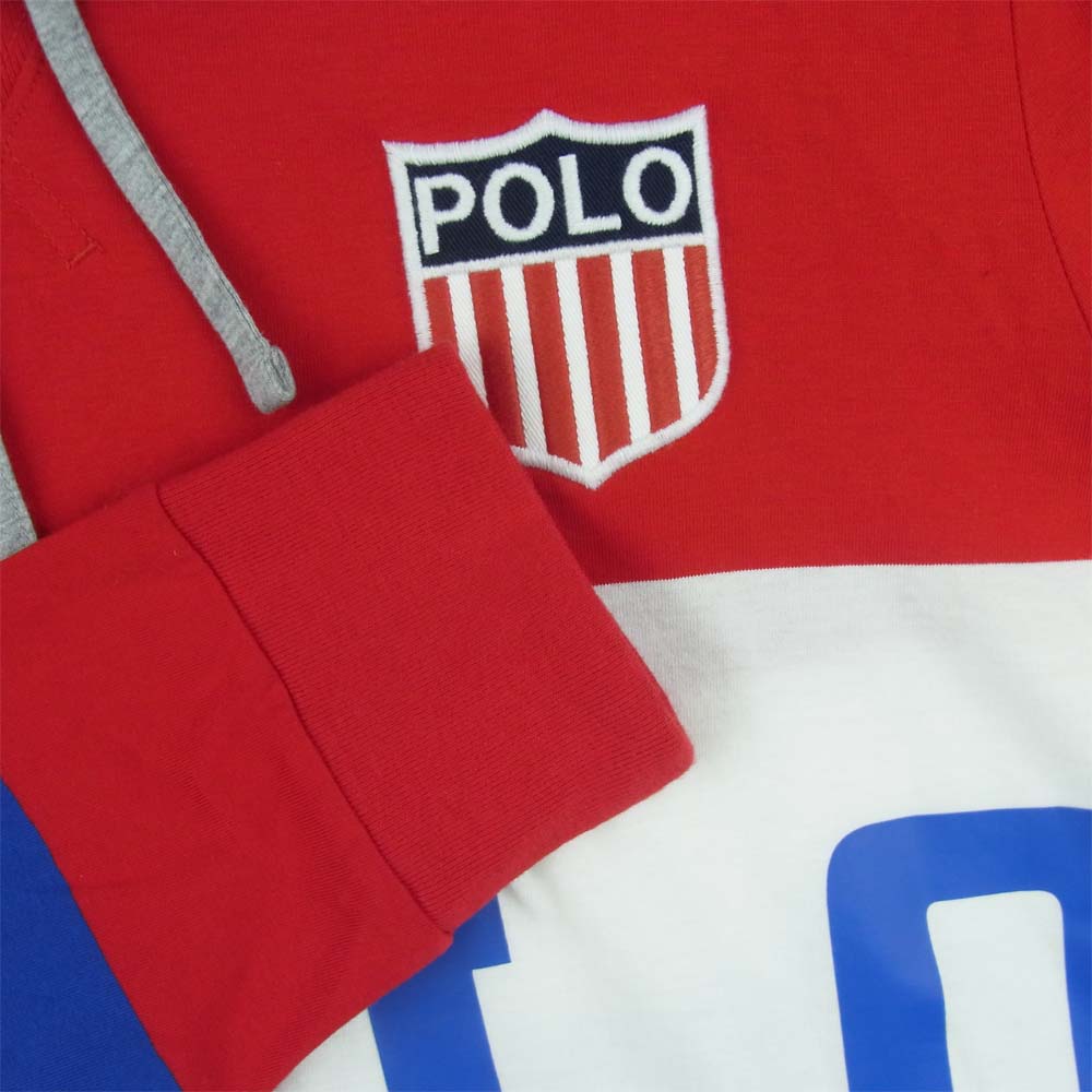 POLO RALPH LAUREN ポロ・ラルフローレン 国内正規品 プリント パーカー コットン ベトナム製 レッド系【美品】【中古】