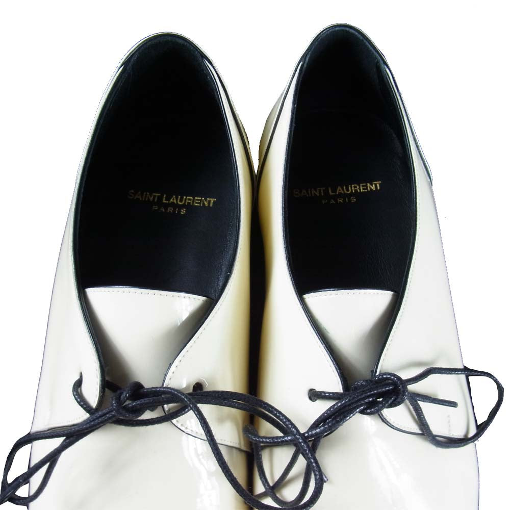 SAINT LAURENT サンローラン 20AW 581737 1LA00 2035 YVES 15 DERBY Patent Shoes パテントシューズ エナメル シューズ オフホワイト系【新古品】【未使用】【中古】